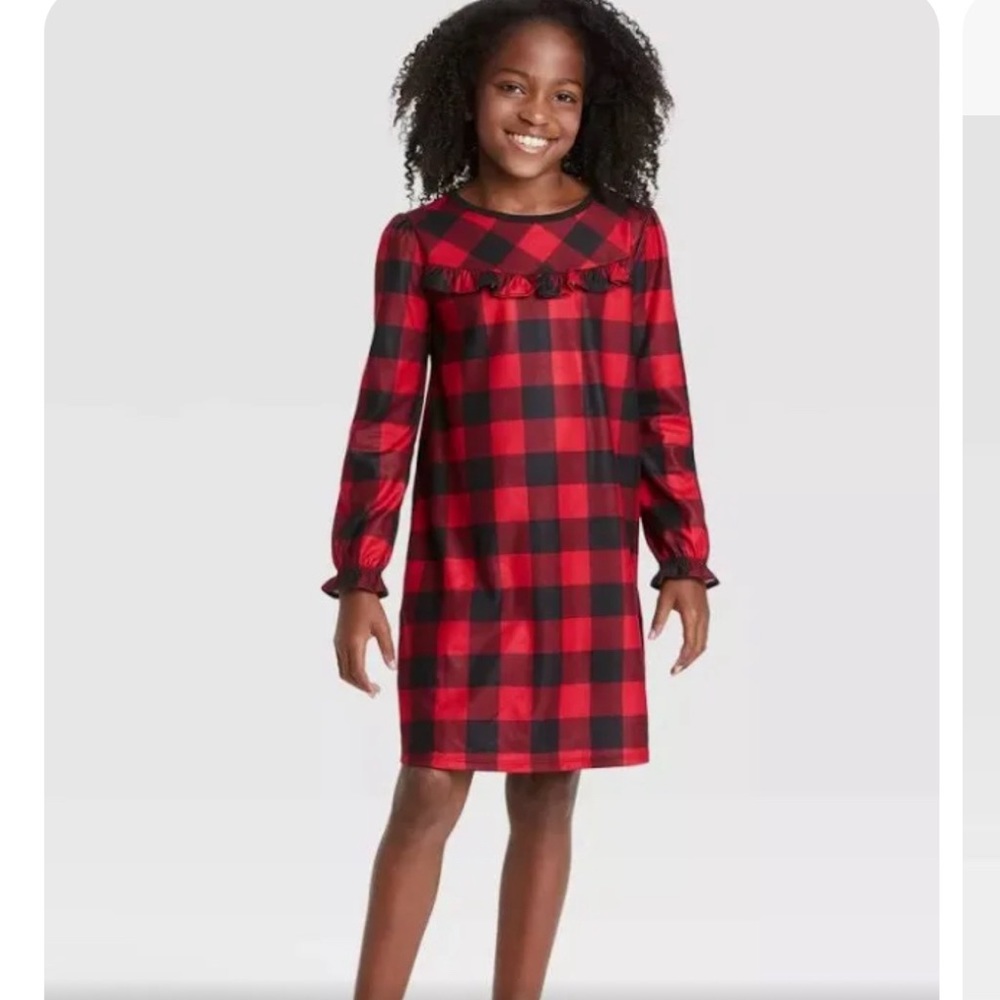Wondershop Holiday Red Buffalo Check Matching  Pajama NightGown size 3T